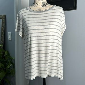 American Eagle Soft & Sexy T White & Grey Striped L
